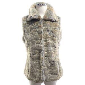 Nine West Faux Fur Vest Women's Medium Hook & Loop Closure Hollywood Glamour